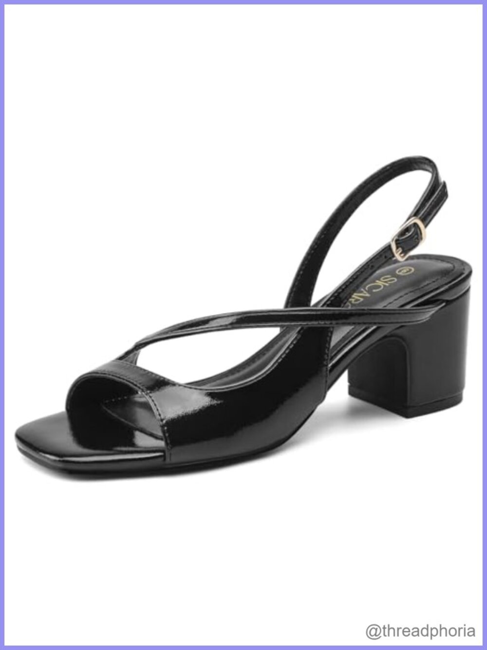 Women's Square Open Toe Chunky Heel Slingback Strappy Sandal Adjustable Buckle
